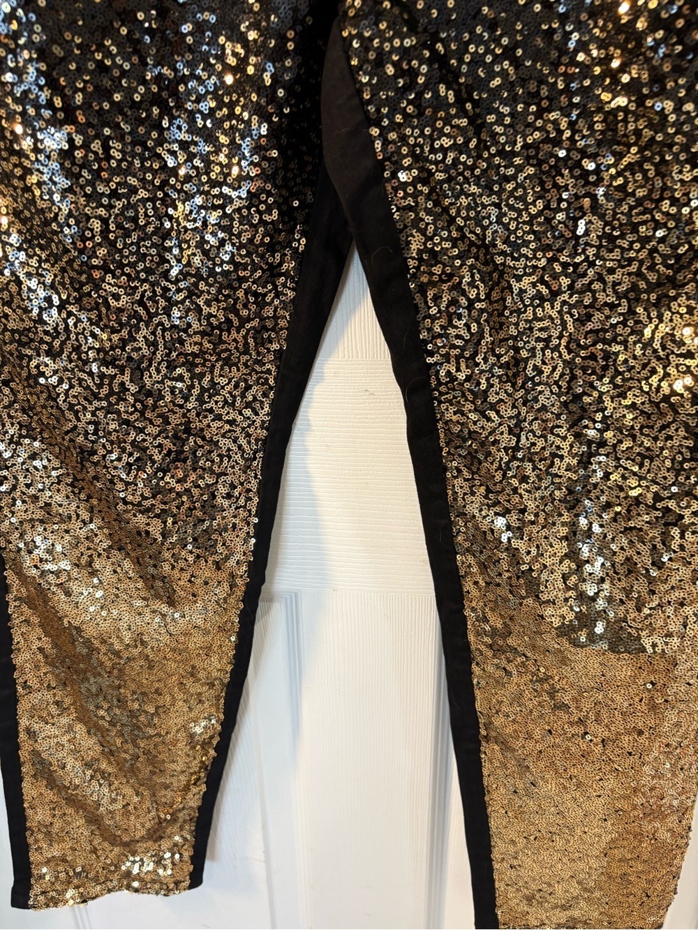 Boston Proper Black Sequin Pants with Metallic Button - Picture 5 of 6